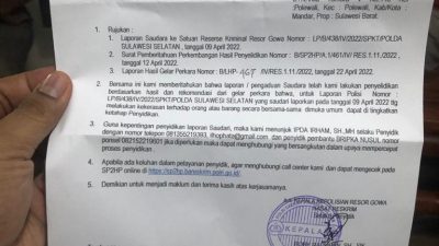 Surat SP2HP Irfan Wijaya Terbit, Kuasa Hukum Pelapor Apresiasi Polres Gowa