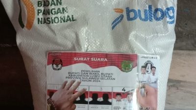 Beredar Beras Bulog Tertempel Stiker Paslon di Lutra, Advokat Minta Bawaslu Segera Bertindak